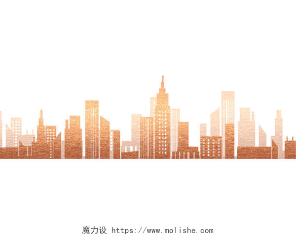 棕色手绘消费者权益日元素城市建筑剪影PNG素材